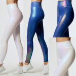 Metallic Blue Purple Stretch Gym Tights XL