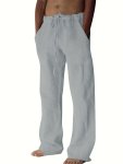 Men's Casual Comfy Cotton Trousers Chic Waist Drawstring Yoga Trousers
