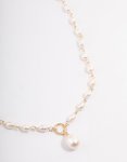 Goldair Gold Plated Freshwater Pearl Station Drop Necklace