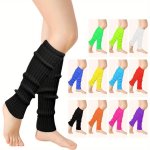 Solid Knitted Leg Warmers Y2K Knee High Socks For Party Women's Stockings & Hosiery