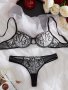 Floral Embroidery Lingerie Set Semi Sheer Intimates Bra & Panty Women's Sexy Lingerie & Underwear