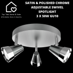 Satin & Polished Chrome Adjustable Swivel Spotlight - 3 X 50W GU10