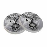 Ofloral Skull Coasters For Drinks Bird Bleak Tree Creative Art Cups Place Mats For Home Decor Set Of 2 4 Inch