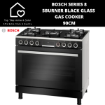 Bosch Series 8 - 5BURNER Black Glass Gas Cooker - 90CM