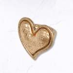Textured Outlined Heart Elasticated Ring - Gold Free