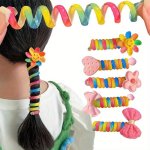 2 5PCS Spiral Telephone Cord Hair Ties - Colorful Elastic Scrunchies For Stylish Ponytails - Durable Plastic Hair Accessories Pe