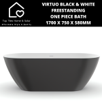 Virtuo Black & White Freestanding One Piece Bath - 1700 X 750 X 580MM
