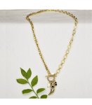 Stone Horn Chain Necklace - Gold Free