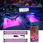 4PCS Interior Car Lights Car LED Lights Car Accessories Smart App Control With Remote Control Music Sync Color Change Rgb Inside