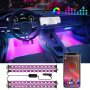 4PCS Interior Car Lights Car LED Lights Car Accessories Smart App Control With Remote Control Music Sync Color Change Rgb Inside Car Lights With