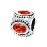 C74-C3793 - 925 Sterling Silver Cz European Charm Bead - Cz Orange