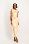 Lira Panel Detail Tie Dye Dress - Peach Sunset - XS