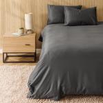 Cotton Linen Blend Duvet Cover Set Charcoal - Super King 260X240CM