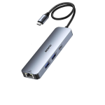 Usb-c 6-IN-1 Docking Station With HDMI 4K@60HZ 2X Usb-a 3.0 5GBPS + 1X Usb-c 5GBPS Transfer Speed + RJ45 1GBPS Speed And Power
