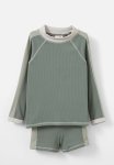 Cotton On Flynn Rash Vest And Billy Boyleg Trunk Set - Deep Sage Rib swag Green Rib panel