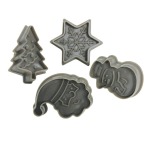 Xmas Cookie Cutter & Press Set Of 4