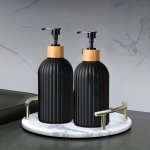2PCS Plastic Soap Dispenser For Bathroom Bamboo Pump 17OZ 2 - Kitchen Soap Dispenser Set Dish Soap Hand Soap Dispenser Bathroom