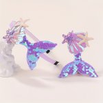 2PCS Mermaid Sequins Shell Starfish Decor Hair Clip + Headband Baby Girls Hair Accessories