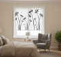 White Window Blind With Black Tall Flowers