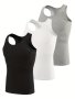 3PCS Men's Cotton Vests Sports Tank Tops Sleeveless Slim Fit Fitness Tops