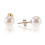 Pavoi 18K Yellow Gold Plated Sterling Silver Round Stud White Simulated Shell Pearl Earrings -12MM