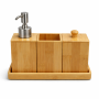Bamboo Bathroom Set - Soap Dispenser Organizer