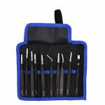 10PCS Precision Esd Tweezers Tool Kit Anti-static Tweezers Set Anti-magnetic Stainless Steel Tweezers With Storage Bag For Craft