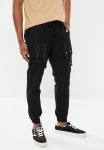 Kato Regular Fit Elasticated Cargo Woven Joggers - Black
