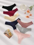 7PCS Solid Low Waist Briefs Sexy Comfy Breathable Stretchy Intimates Panties Women's Lingerie & Underwear
