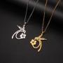 1PC Hollow Hummingbird Honey Picking Pendant Necklace Stainless Steel Animal Jewelry For Birthday Gift