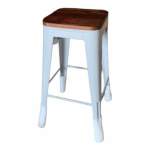 Smte Plastic Bar Stool With Wooden Seat White With Keychain
