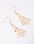 Goldair Gold Diamante Outline Tree Earrings