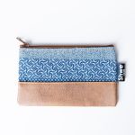 Shwe Leather-look Clutch Bag - Blue Pattern Stripe