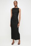 Edit Slash Neck Linen Blend Column Maxi Dress - Black