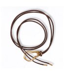 Genuine Leather Double String Oblong Buckle Belt - Bitter Choc Free