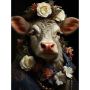 Floral Cow Diamond Painting Kit: 5D Full Drill Cute Floral Cow