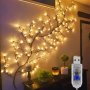 Vines For Room Decor 1.8M/5.9FT Christmas Decorations Indoor Home Decor Artificial Plants Tree Branches 96 Leds Enchanted Willow Vine Lights For Halloween Gift