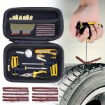 Universal Tire Repair Tool Set With Pu Leather Case Complete Tire Patch Kit For Cars Trucks Rvs - Includes Vacuum Membrane Rubbe