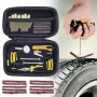 Universal Tire Repair Tool Set With PU Leather Case Complete Tire Patch Kit For Cars Trucks RVs - Includes Vacuum Membrane Rubber Dots T-Handle