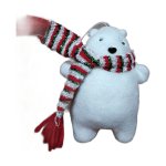 Polar Bear With Scarf Polyfoam 10 X7.5X13.5CM White Bear With Red Green & White Scarf