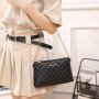 Chic Quilted Crossbody Bag For Girls - Spacious & Lightweight With Embroidery Faux Leather Metal Chain Strap Zip Closure - Perfect For Outings & Vacations