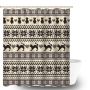 Heavy-duty Fair Isle Pattern Polyester Shower Curtain With Hooks For Home