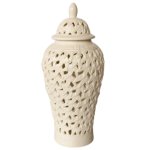 Flower Cut-out White Ginger Jar 44CM