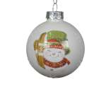 Glass Bauble With Snowman 6CM - With Green Top Hat