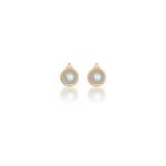 Georgini Natural Freshwater Pearl And Two Natural Diamond June Earrings - Gold