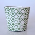 Green & White Hexagonal Design Planter – 14X16CM