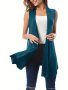 Plus Size Casual Cover Ups Women's Plus Open Front Asymmetric Hem Sleeveless Cover Ups