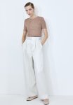 Metallic Rib-knit Top - Bronze