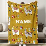 Customizable Alpaca Pattern Fleece Blanket: Soft And Warm Suitable For All Seasons - Perfect For Bed Sofa Office Camping And As