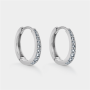 Sterling Silver Diamond & Created White Sapphire Curve Hoop Earrings
